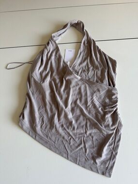 NWT Mango Wrap Halter Top in Taupe M